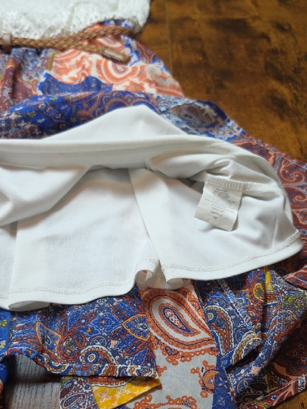 LUXOLOGY | Boho Patchwork Paisley Handkerchief Hem Sleeveless Dress Belted | 10 - Picture 5 of 7